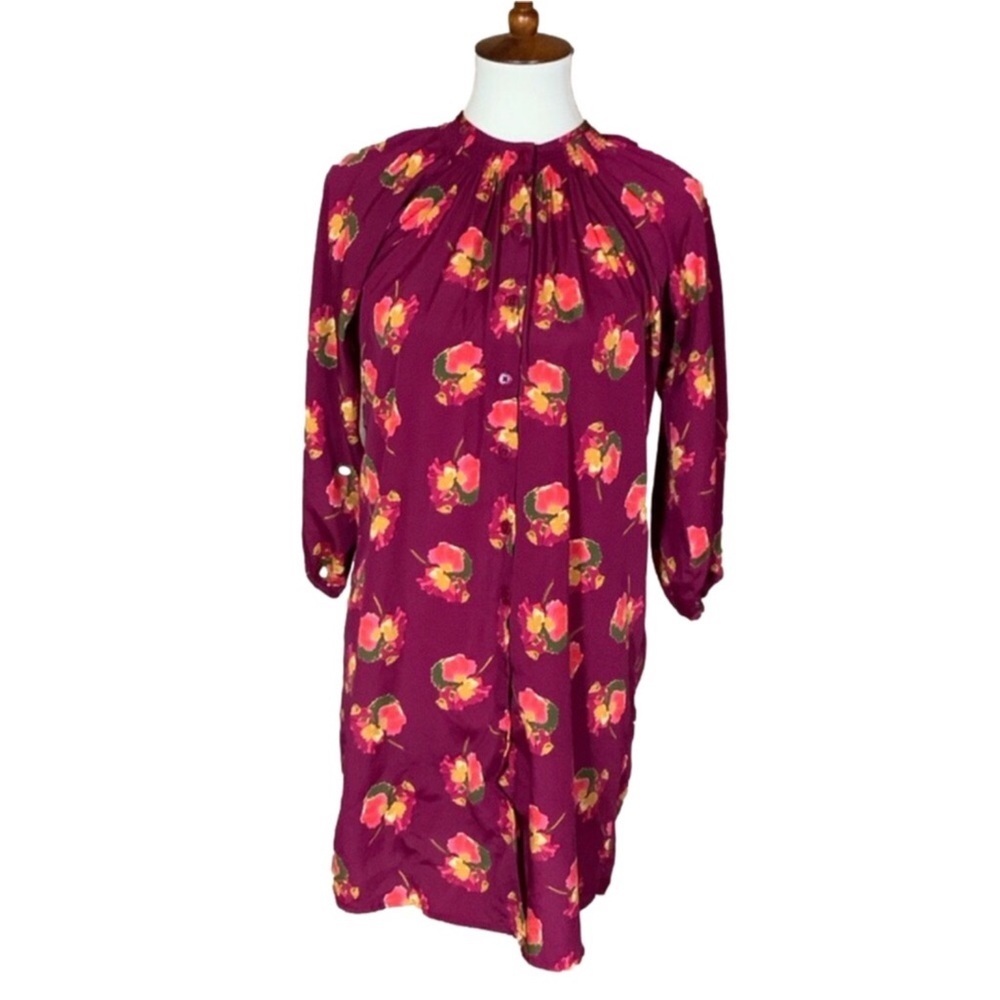 Tucker for Target burgundy shift dress with floral print Size XS